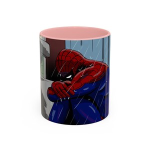 Taza con ilustración de Spider-Man triste llorando en la ducha / Taza de café decorativa 11 oz 15 oz imagen 14