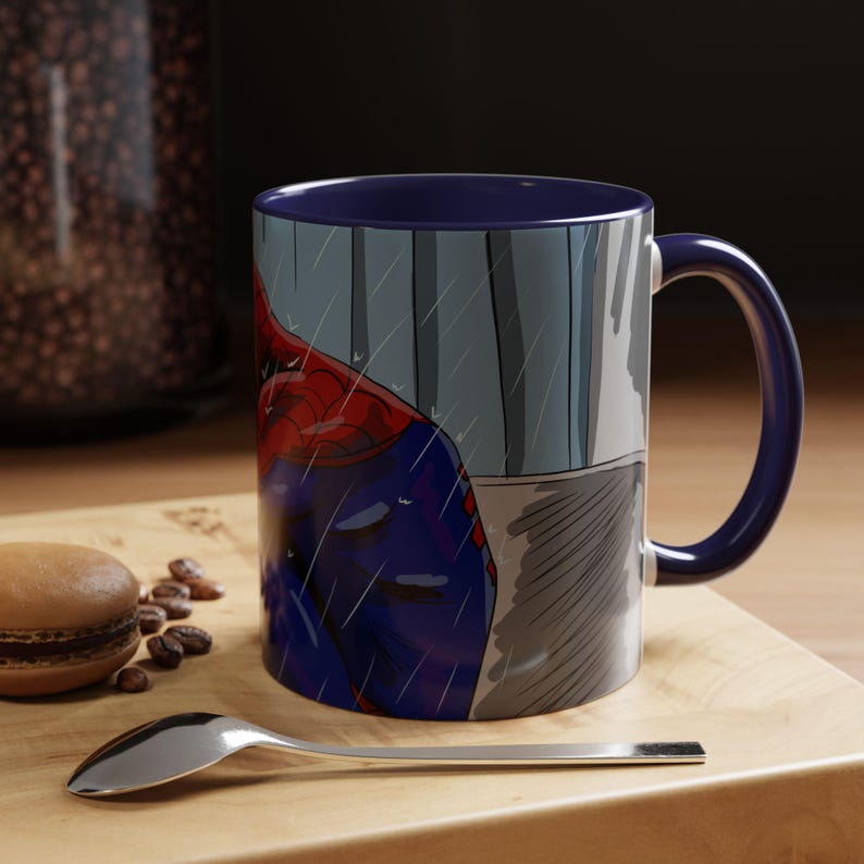 Taza con ilustración de Spider-Man triste llorando en la ducha / Taza de café decorativa 11 oz 15 oz imagen 12