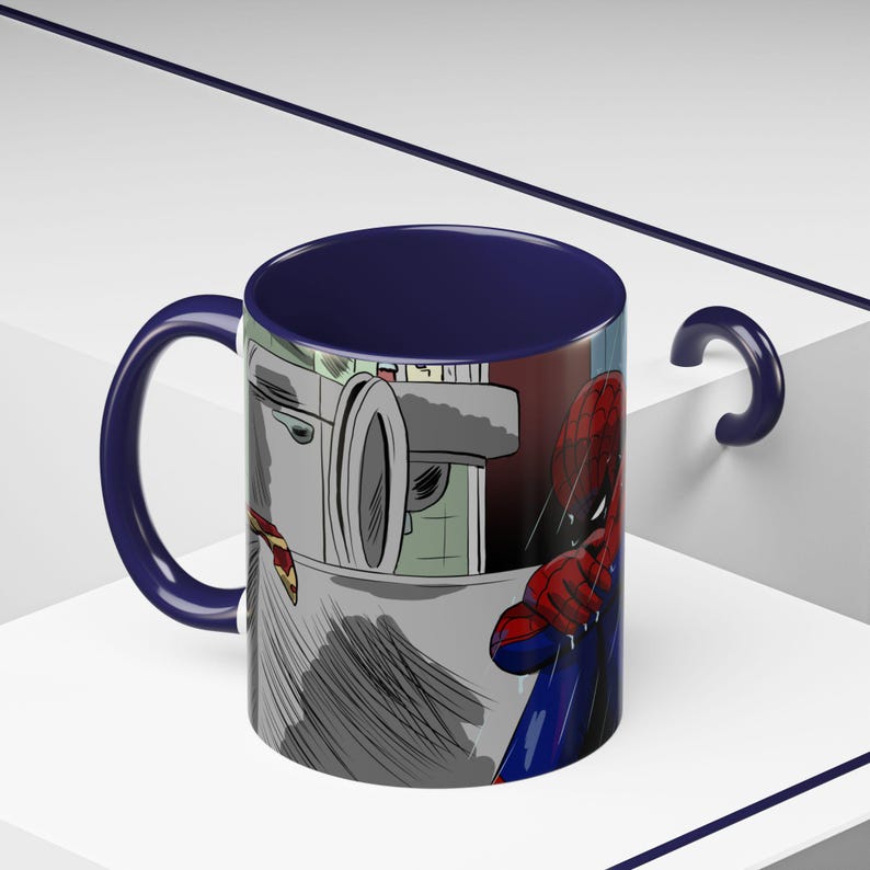 Taza con ilustración de Spider-Man triste llorando en la ducha / Taza de café decorativa 11 oz 15 oz imagen 13