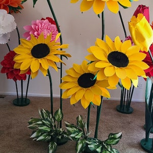 Oversized Foam Sunflowers with Stem/Custom Type Color Size/Sizes listed in diameter of flower head/More info & video in description below