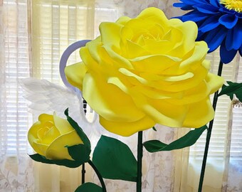 Oversized Foam Roses with Stem/Custom Type Color Size/Sizes listed in diameter of flower head/More info & video in description below