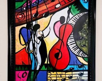 Jazz Jazz N1 Colorful Abstract Print on poster and canvas of my original painting.