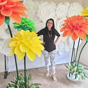 Giant Foam Dahlia Flowers with Stem/Custom Type and Color/Pls read more info in description