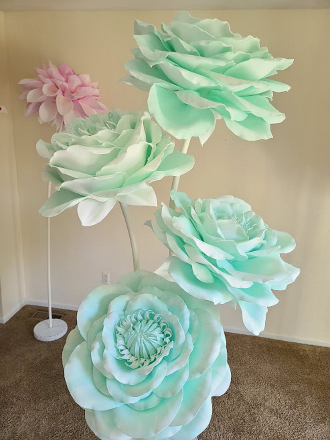 Large Foam Flowers With Stem/custom Hand Painted/custom Size Etsy
