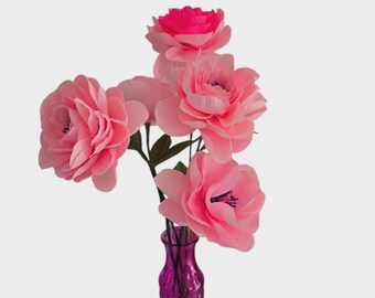 Handgemachte Blume aus Krepppapier: 10cm realistische Blüte mit biegbarem Stiel