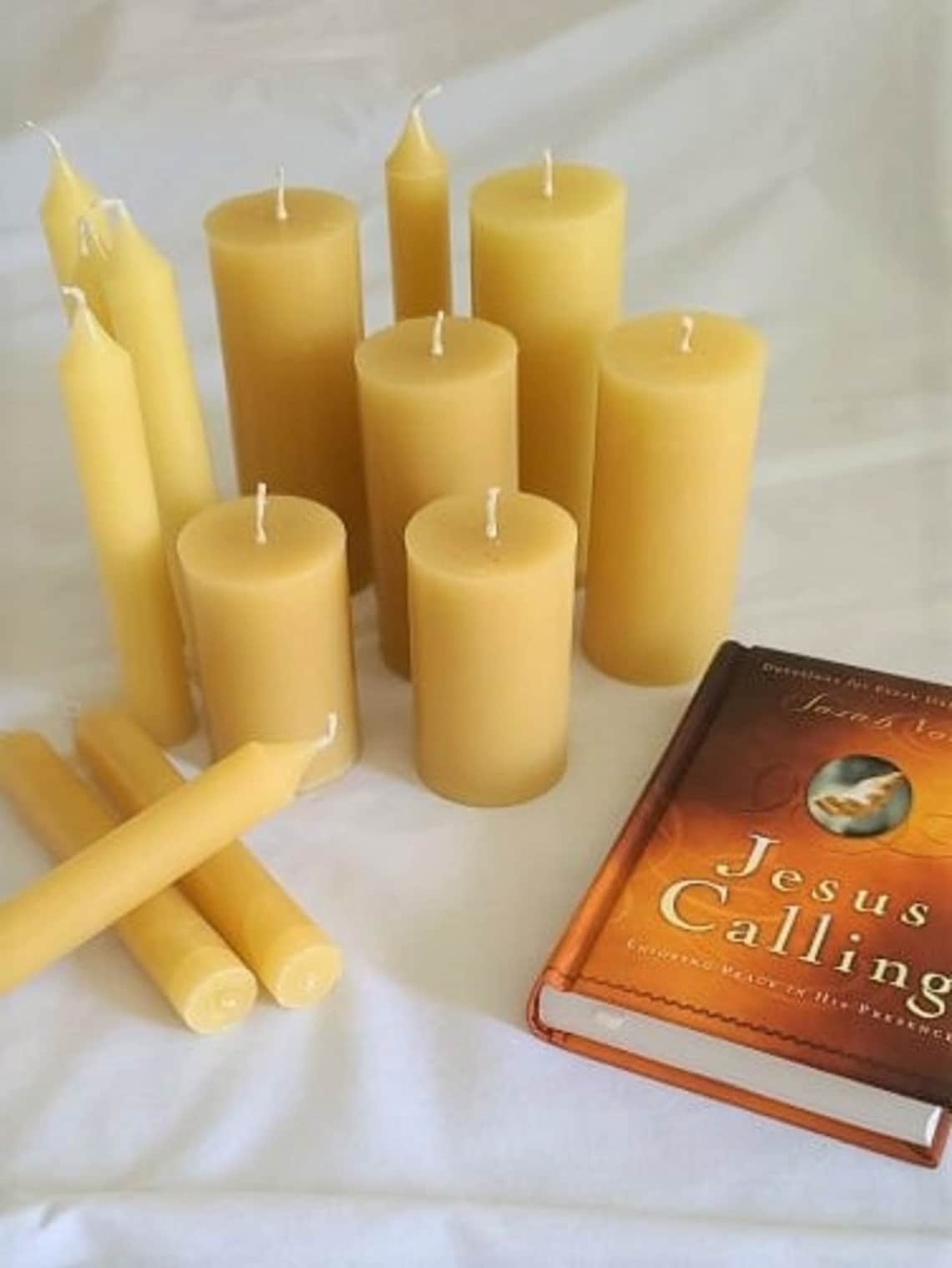 Large Altar Candle 5 Inches Tall/praying Bee Wax