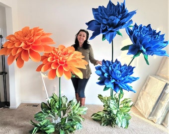 Custom Giant Foam Flowers with Stem/25-26 inches in diameter 3-6 ft tall/Custom Colors/Outdoor and Indoor decor/More info in description