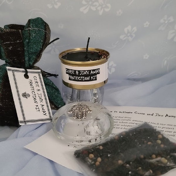 Protection Spell Kit/Curse and Jinx Away Kit/ This Kit Works/ includes an activation guide on how use all contents properly