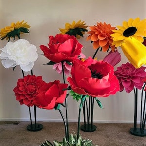 Oversized Foam Flowers with Stem/Custom Type Color Size/Sizes listed in diameter of the flower head/More info & video in description below