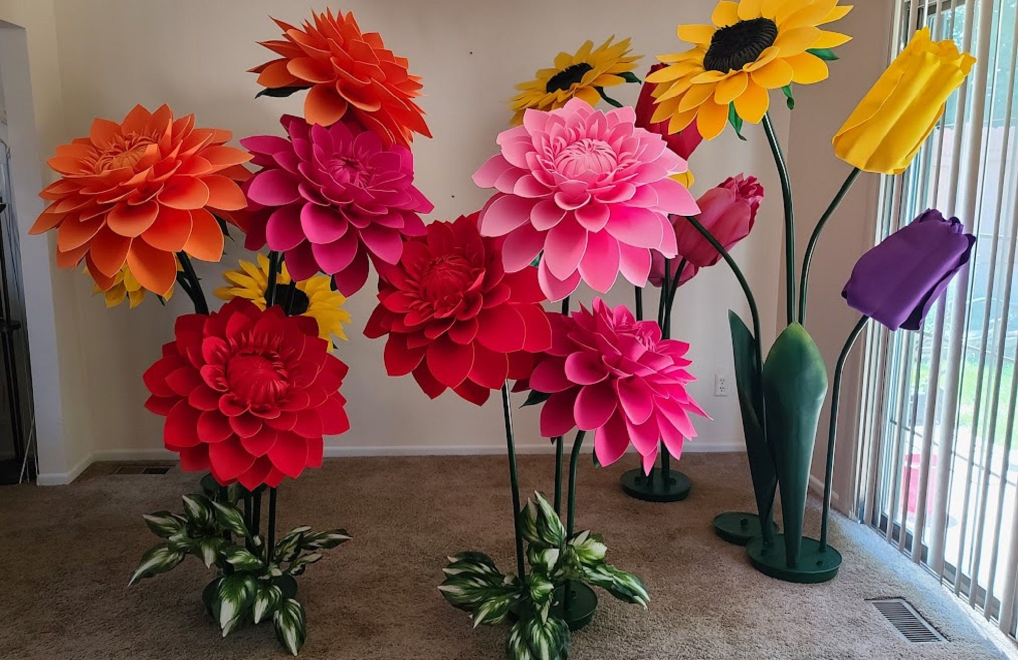 Custom Giant Foam Flowers With Stem sizes Listed in Diameter of Flower Head and Stem Tall. Pls Find More Info Video in Description Below Etsy UK