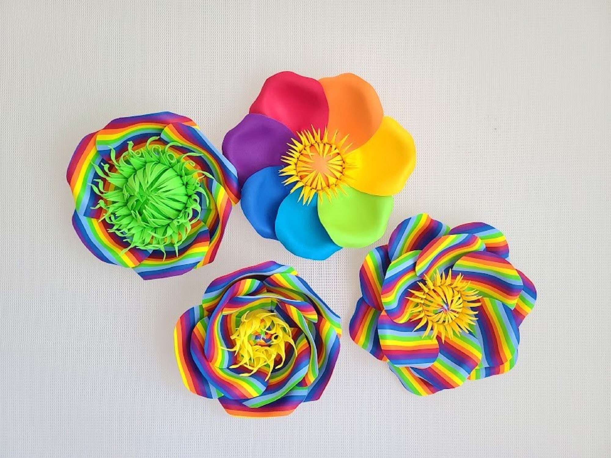 Rainbow Flowers/large Rainbow Foam Flowers/colorful Party Etsy