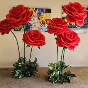 Oversized Foam Roses with Stem/Custom Type Color Size/Prices listed for one flower each size/More info & video in description