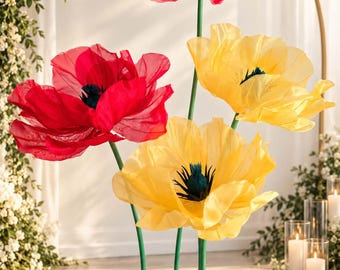 Giant Organza Poppy With Stem: Wedding Decor 24-25 Inches in