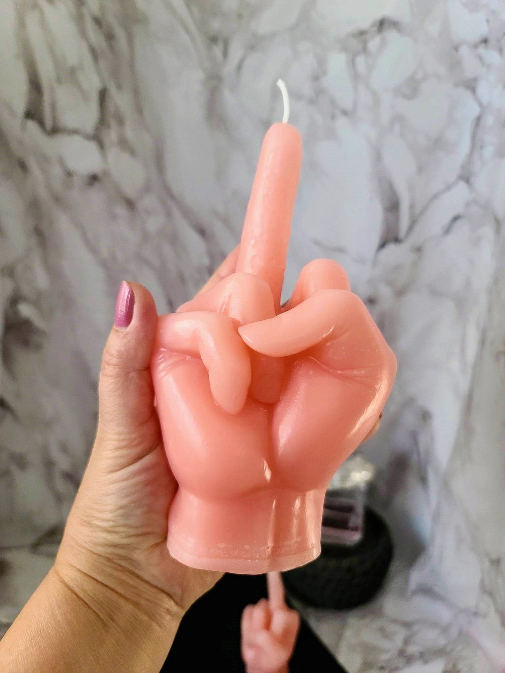 Fun Middle Finger Candle/fu Bad Luck Candle/large Size 6.5tall X 4.5wide  Inches. Small 4 Tall X 2 Inches Wide 