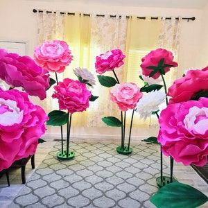 Custom Giant Foam Flowers with Stem/Custom size and colors/ Made to order only/Pls read more info and video in description