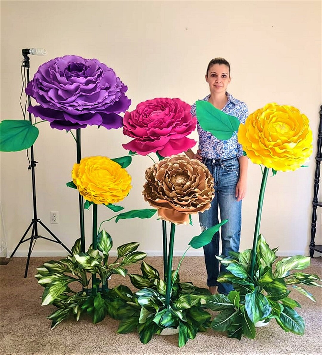 Large foam flowers with stem custom type color size sizes listed in