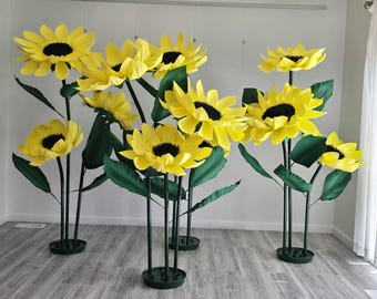 Girasol gigante de espuma con tallo: decoración para interiores y exteriores