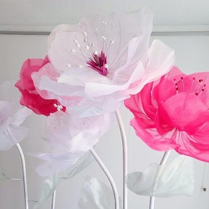 Oversized Organza Flowers with Stem/22 inches (66 cm) in diameter. Wedding decor/Birthday/Shop Window display