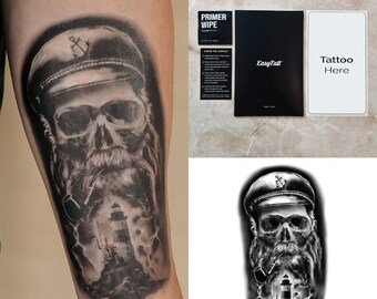 Temporary Tattoos Long Lasting Quality Realistic Temp Tattoo Sheets – Sea Evil - Organic Ink Waterproof High Quality Fake Tattoos