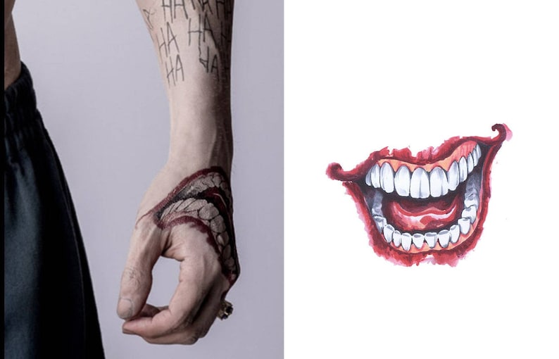 The Joker Temporary Tattoos Joker Temporary Tattoo Suicide Squad Temporary Tattoos Halloween Ideas Suicide Squad The Joker Outfit image 3