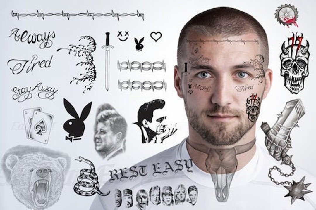 Post Malone Temporary Tattoos Complete Set Post Malone Face Tattoos Post Malone Neck Tattoos