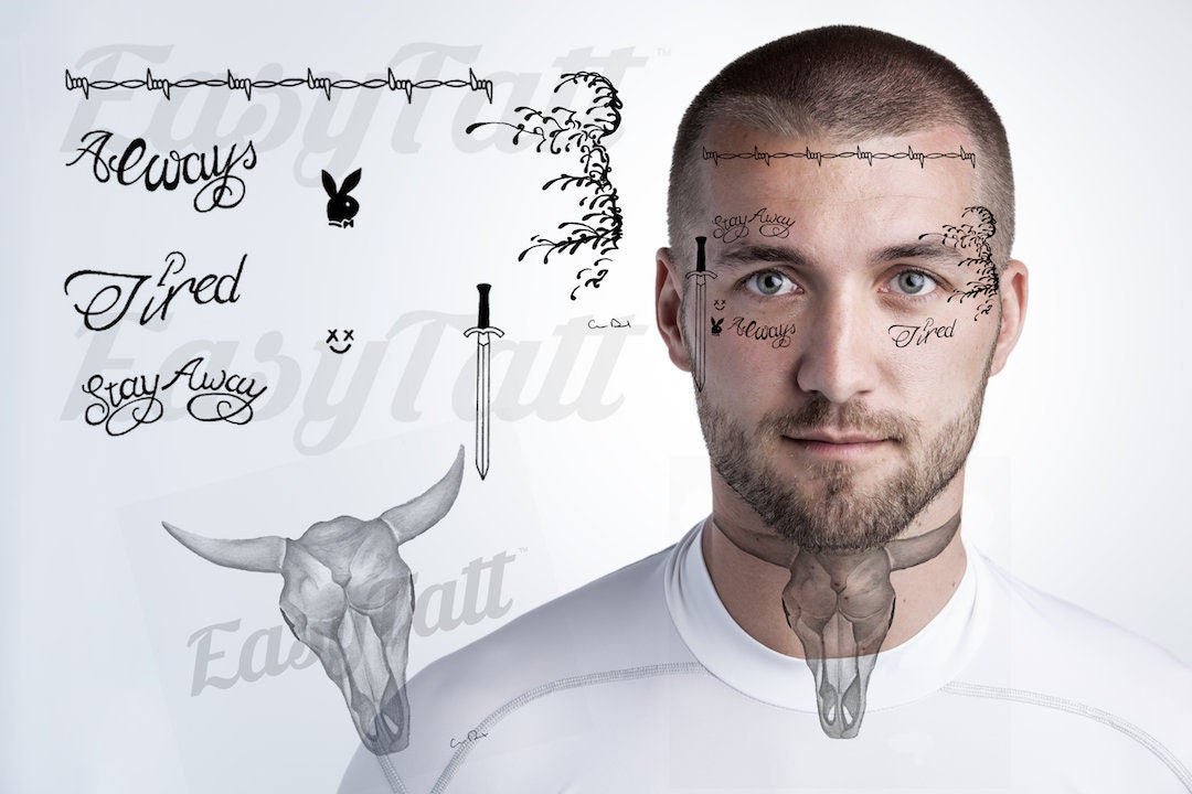 Post Malone Temporary Tattoos Post Malone Face Tattoos Post Etsy
