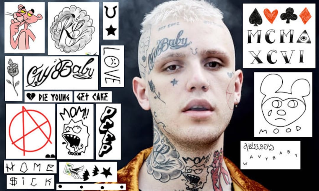 Lil Peep Tijdelijke Tattoos Lil Peep Gezicht Tattoos Lil Peep Nek Tattoos Lil Peep Hand Tattoos