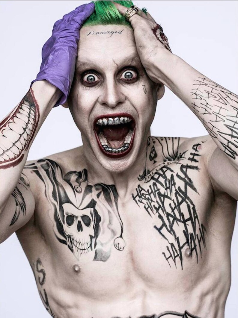 The Joker Temporary Tattoos Joker Temporary Tattoo Suicide Squad Temporary Tattoos Halloween Ideas Suicide Squad The Joker Outfit image 1