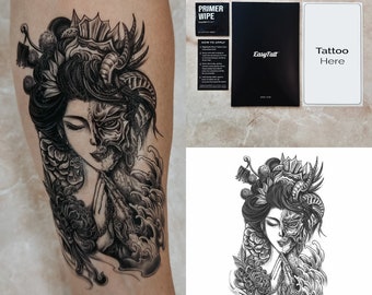 Temporary Tattoos Long Lasting Quality Realistic Temp Tattoo Sheets – Evil Woman - Organic Ink Waterproof High Quality Fake Tattoos