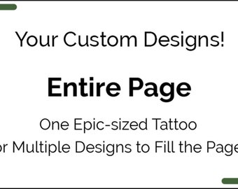 Full Page Custom Temporary Tattoos Temporary Tattoos of My Design Custom Tattoos Letter Page Custom Tattoos A4 Page Custom Temporary Tattoos