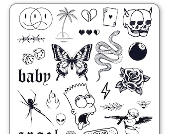 Mixed Feelings Semi-Permanent Tattoo Set, 26 Long Lasting Temporary Tattoos, Waterproof, Sweat proof, All Natural Ink