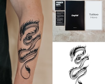 Temporary Tattoos Long Lasting Quality Realistic Temp Tattoo Sheets – Dragon - Organic Ink Waterproof High Quality Fake Tattoos