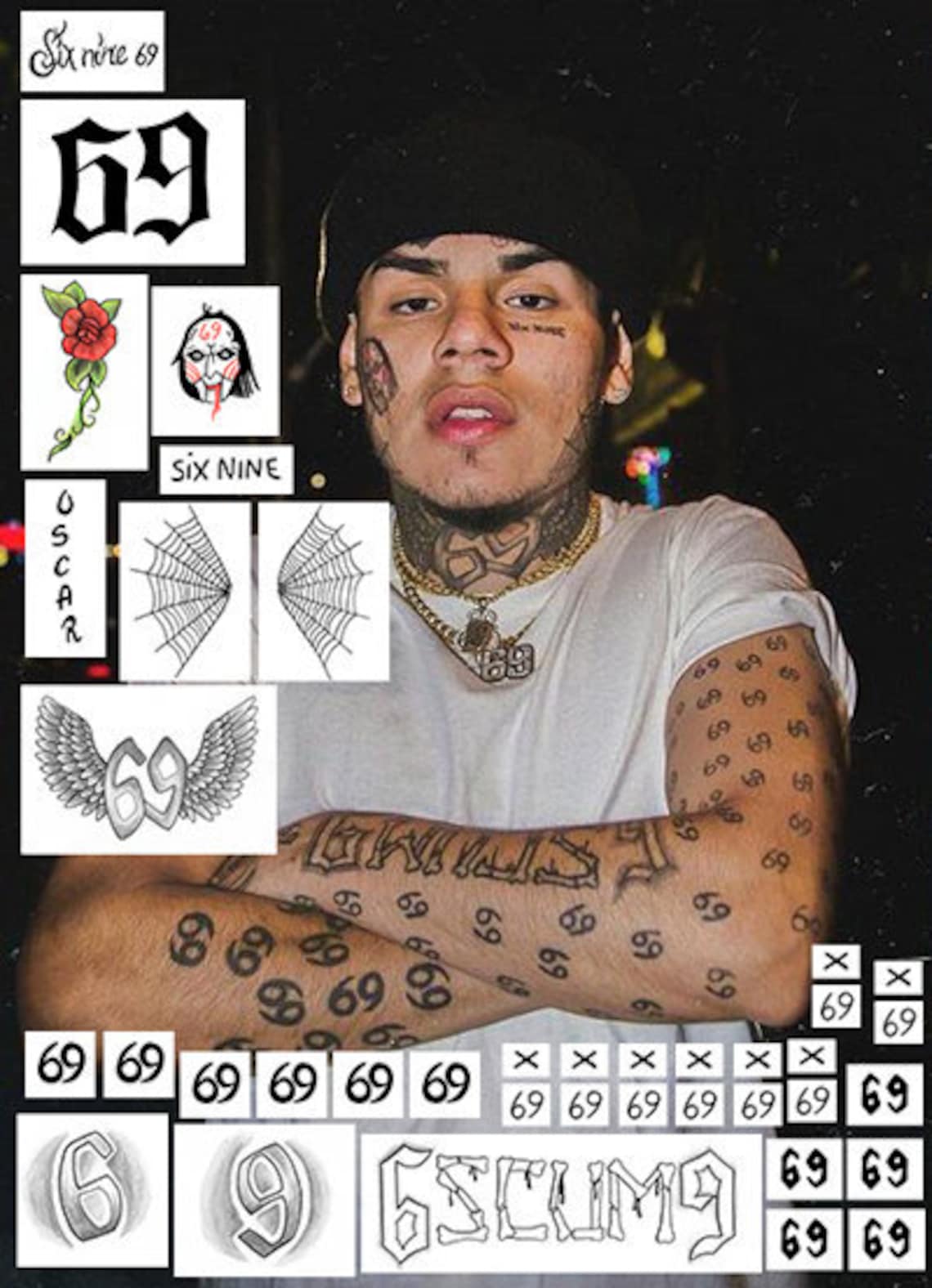 Tekashi 69 Tatuajes Temporales 6ix9ine Tatuajes Temporales Set Etsy