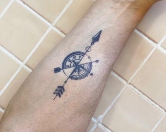 Arrow Compass Semi-permanent Tattoo Lasts 1-2 Weeks new - Etsy Hong Kong Arrow Compass Semi-permanent Tattoo Lasts 1-2 Weeks new - Etsy Hong Kong