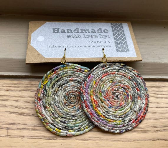 Recycled magazine earrings