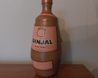 Ginjal rose wine salt glazed brown stoneware carafe from Portugal A. Rangler