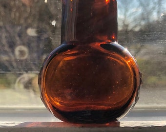 Sweet brown glass vintage Bovril bottle made in the USA pontil great condition