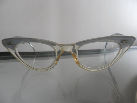 1951 Vintage cat eye women's glasses blue enamel f