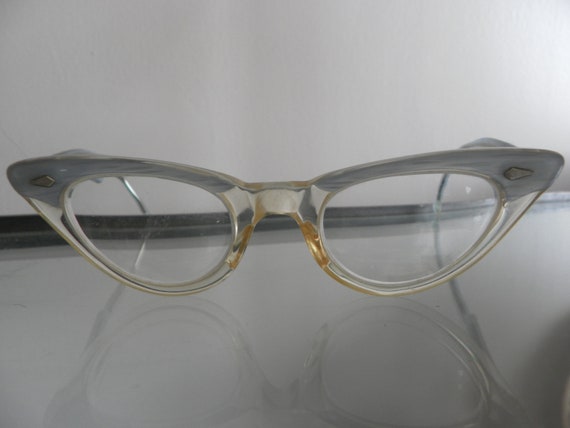 1951 Vintage cat eye women's glasses blue enamel … - image 1