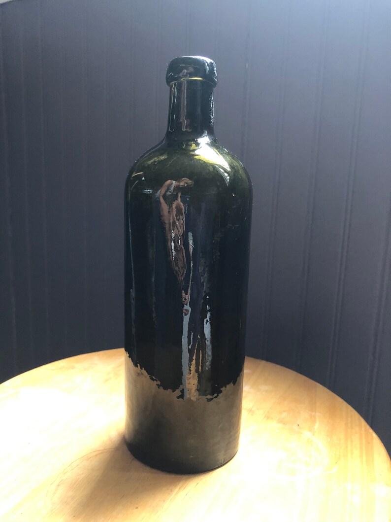 Olive Green Glass Saxlehner's Bitterquelle Vintage Bottle Etsy