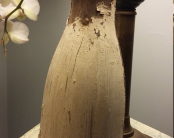 Primitive wood milk bottle wall hanging with original peeling paint