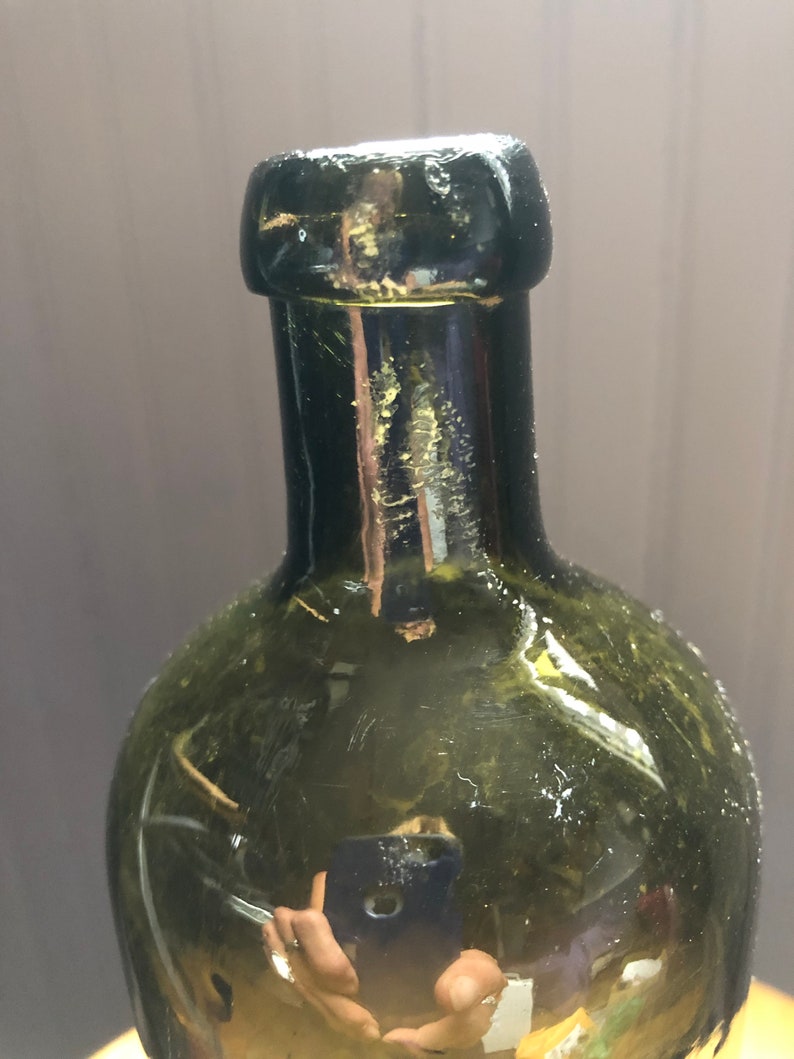 Olive Green Glass Saxlehner's Bitterquelle Vintage Bottle Etsy