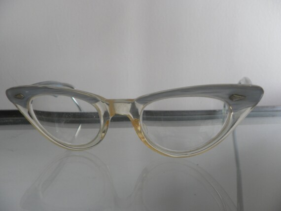 1951 Vintage cat eye women's glasses blue enamel … - image 2