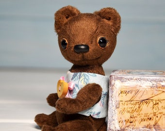 Artist teddy bear  small plush bear for Blythe's dolls
