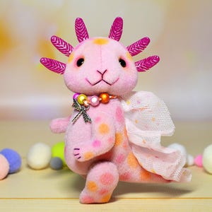 Mini plushie axolotl toy art doll axolotl toy gift for girlfriend