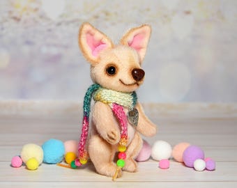 Mini knuffel chihuahua speelgoed kunstpop chihuahua hondenspeelgoed voor Blythe