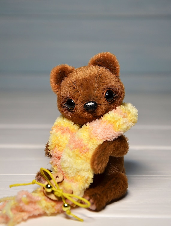 Miniature teddy bear 3.5 inc stuffed brown bear for Blythe/'s dolls