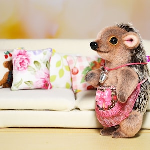 Mini plushie hedgehog toy art doll hedgehog for Blythe dolls