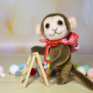 Mini plushie monkey toy art doll monkey toy birthday gift