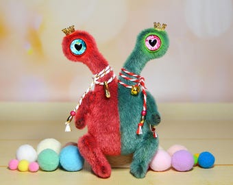 Mini peluche de monstruo, juguete de arte fantástico, muñeco único, regalo de cumpleaños